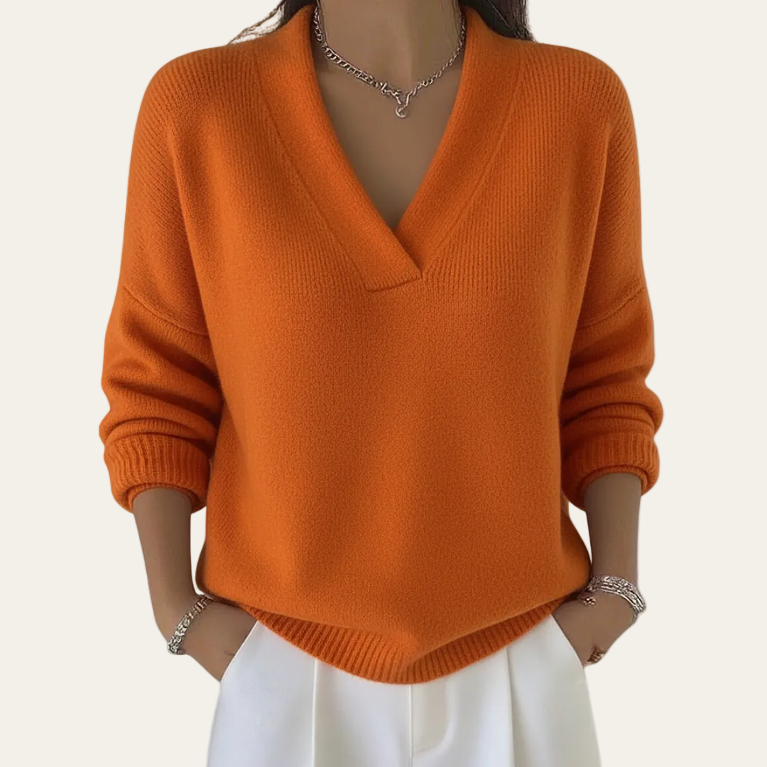 Faye | Casual Πουλόβερ με Απαλό V Λαιμό