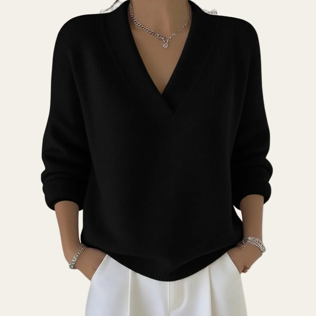 Faye | Casual Πουλόβερ με Απαλό V Λαιμό