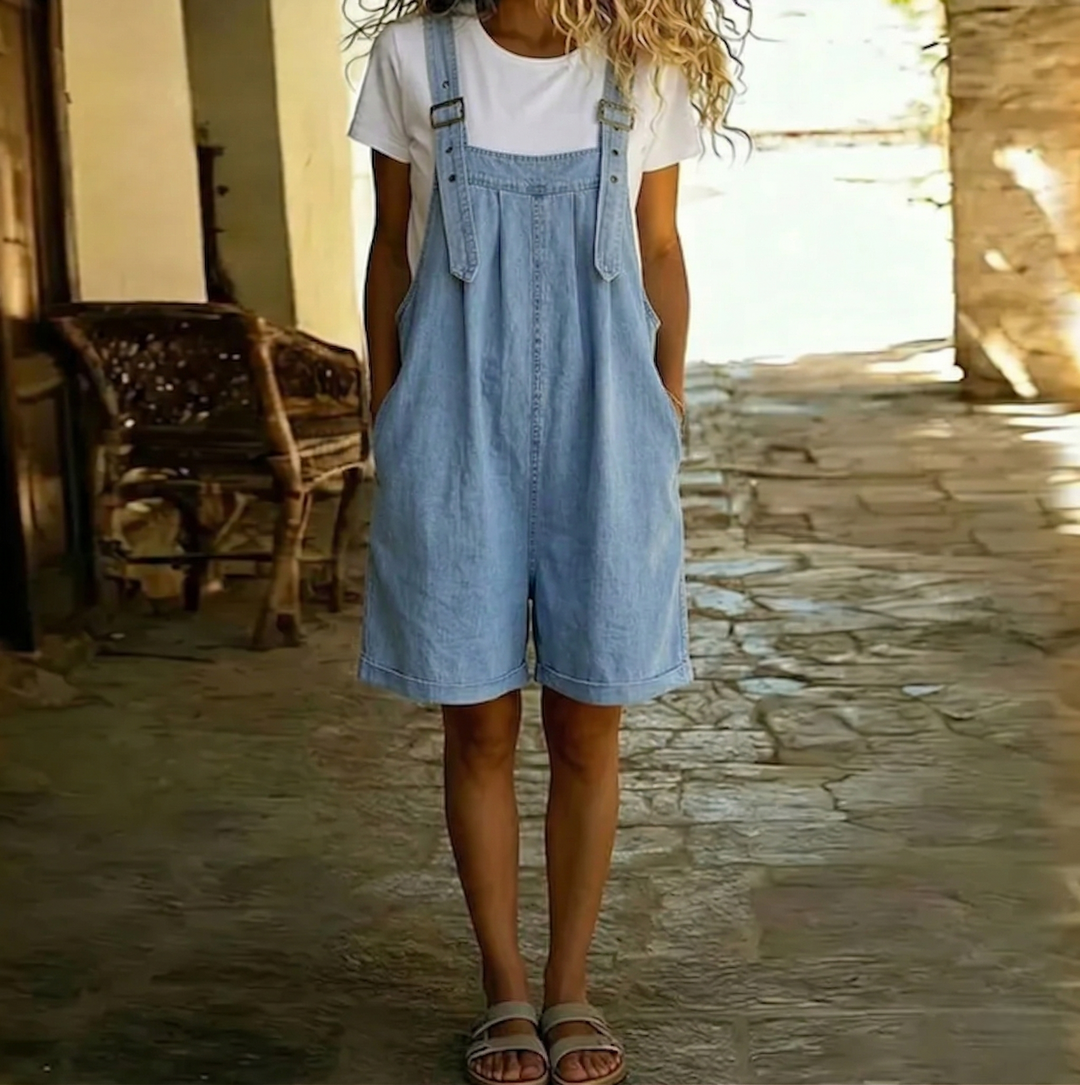 Clara | Κοντό Ολόσωμο Denim σε Ανοιχτό Μπλε