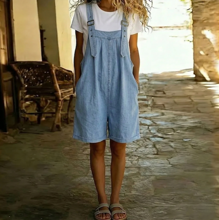 Clara | Κοντό Ολόσωμο Denim σε Ανοιχτό Μπλε