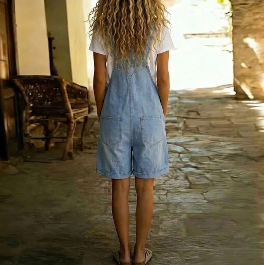 Clara | Κοντό Ολόσωμο Denim σε Ανοιχτό Μπλε