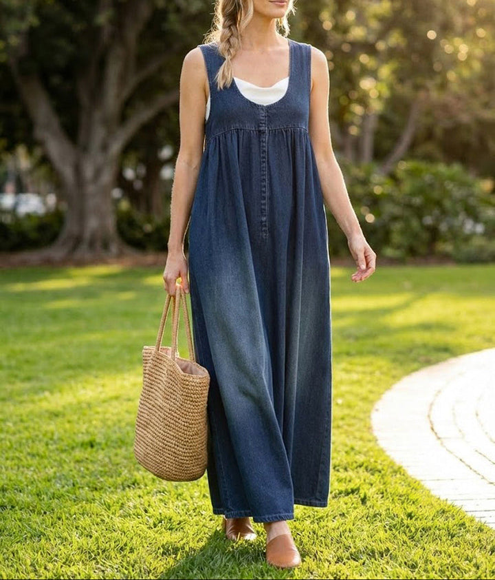 Karen | Maxi Τζιν Φόρεμα με Απαλή Βαμβακερή Αίσθηση